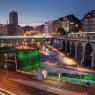 Lausanne Flon, twilight HDR, CH