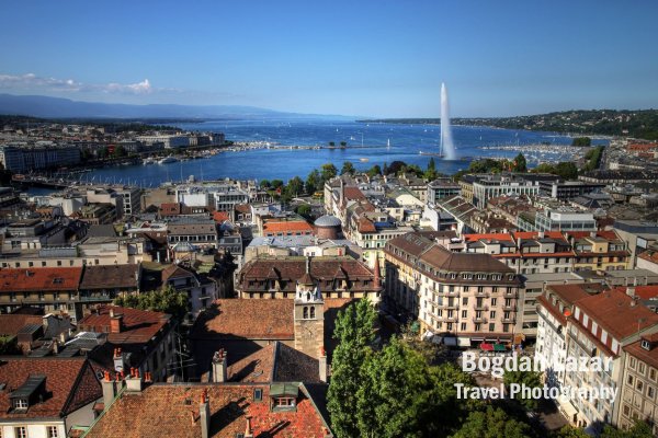 Aerial overview of Geneva, Switzerland