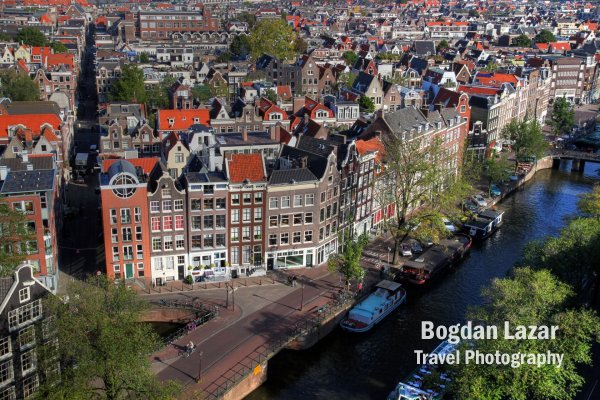 Canal în Amsterdam văzut de sus, Olanda