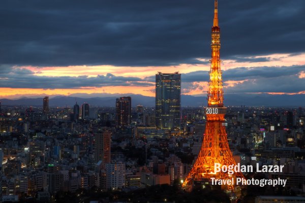 Tokyo Tower after sunset, Japan