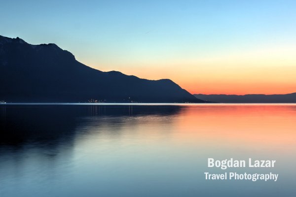 Sunset abstract over Lake Geneva, Switzerland