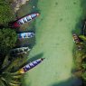 Aerial of boats on White River, near Ocho Rio, Jamaica